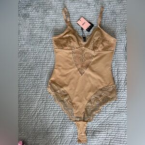 Pimsey Lace Trim Shapewear Bodysuit in Beige